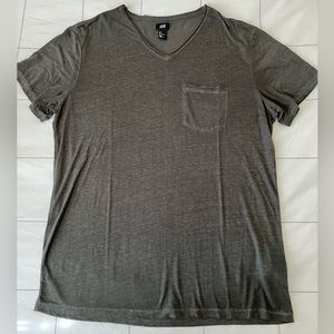 Olive Green L H&M V-Neck T-shirt